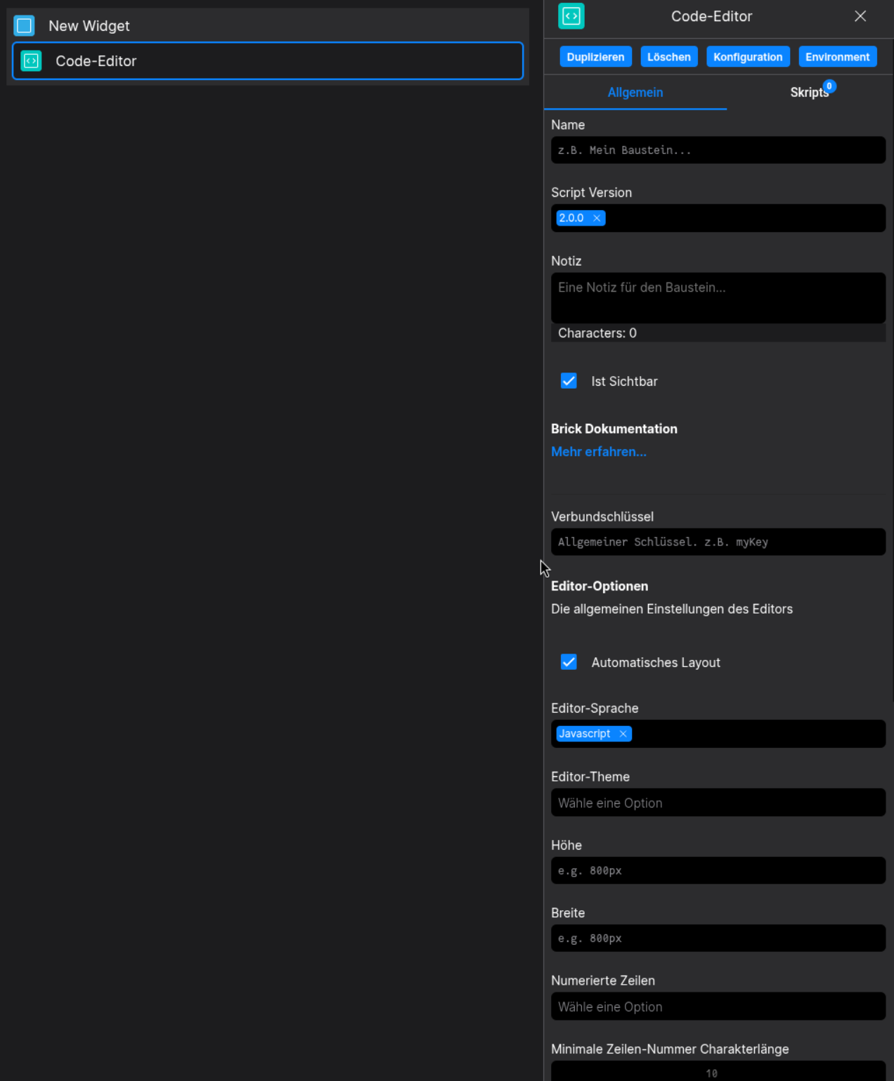 Designer configuration